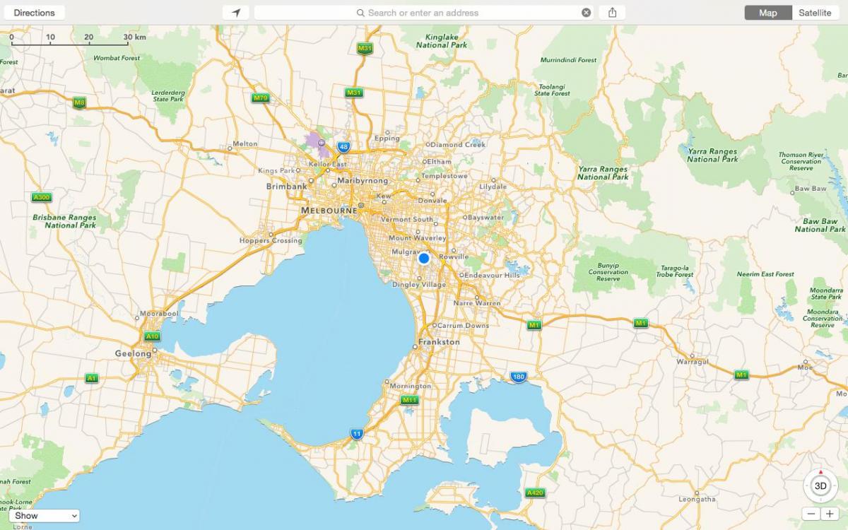 kart av Melbourne, og forstedene