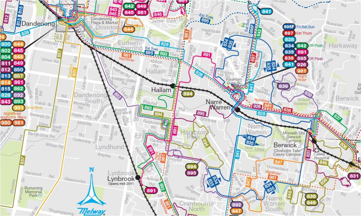 Melbourne bussruter kart