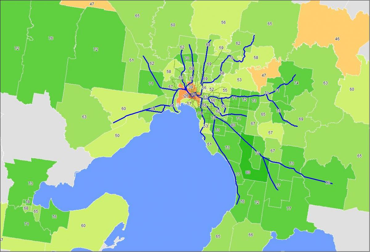 kart av Melbourne cbd