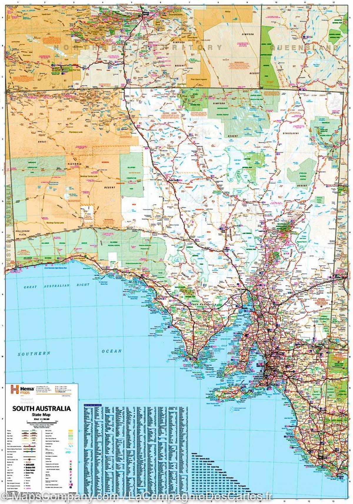 kart over sør-Australia