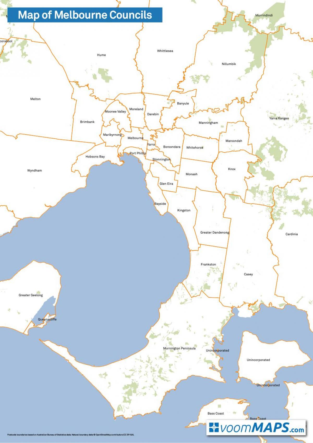 kart av Melbourne råd