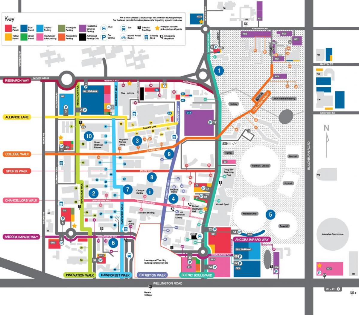 kart av Monash university