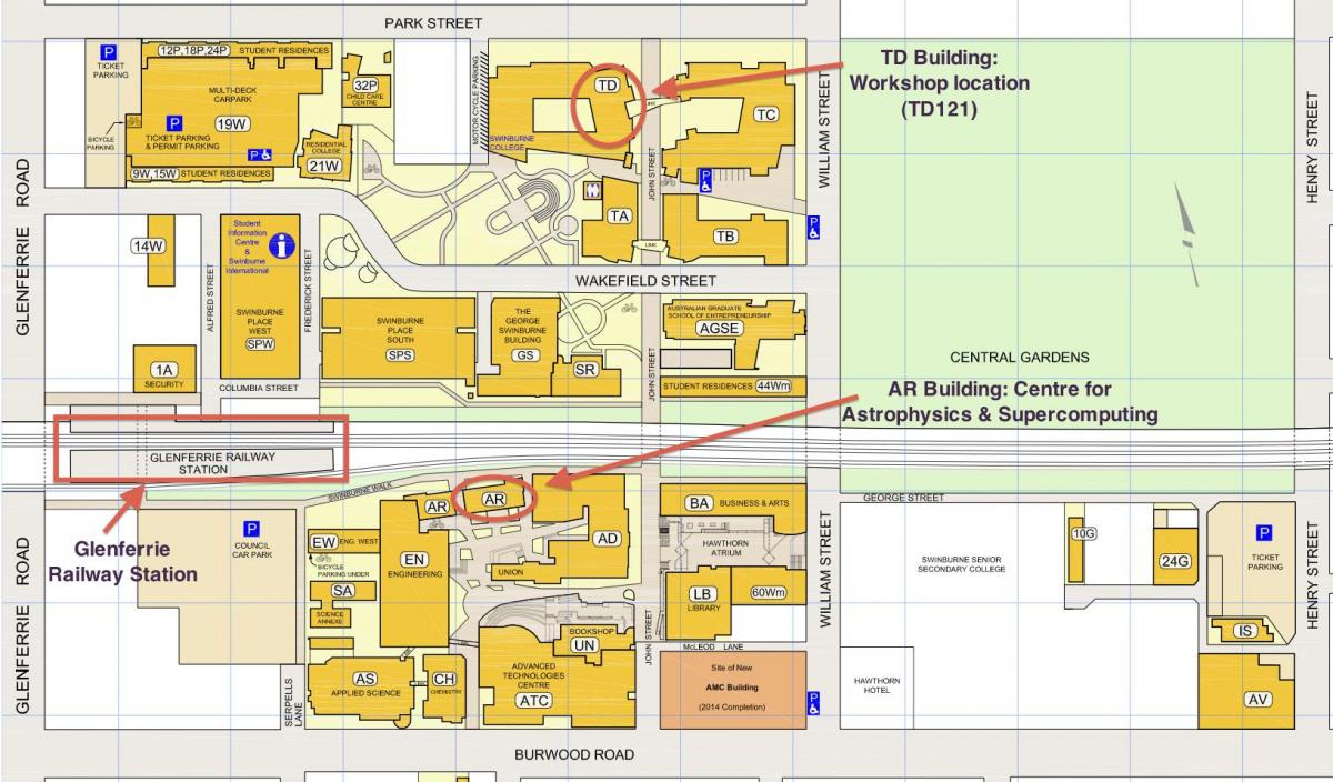 kart av Swinburne campus