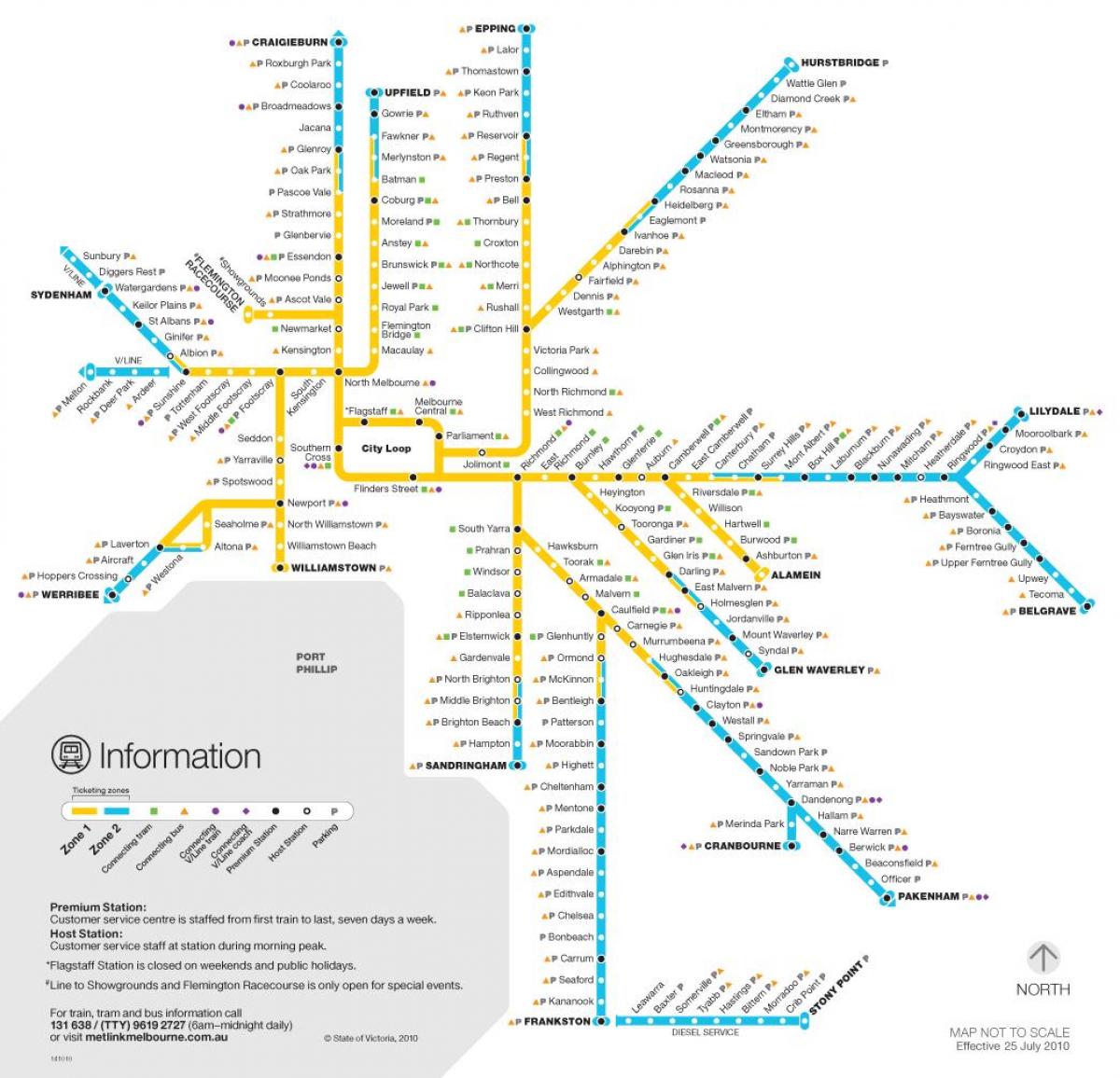 Melbourne tog nettverket kart