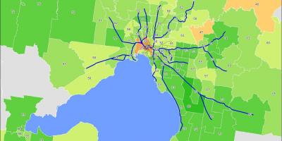 Kart av Melbourne cbd