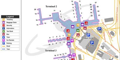 Kart av Melbourne flyplass terminaler