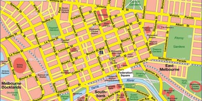 Kart av Melbourne cbd