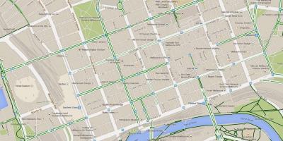 Kart over sentrum av Melbourne